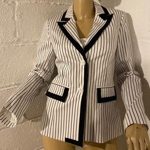 Chelsea & Theodore Black and White Striped Blazer Jacket